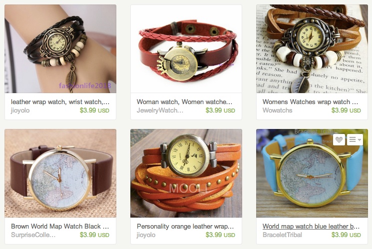 A set of inexpensive Chinese wrap watches.